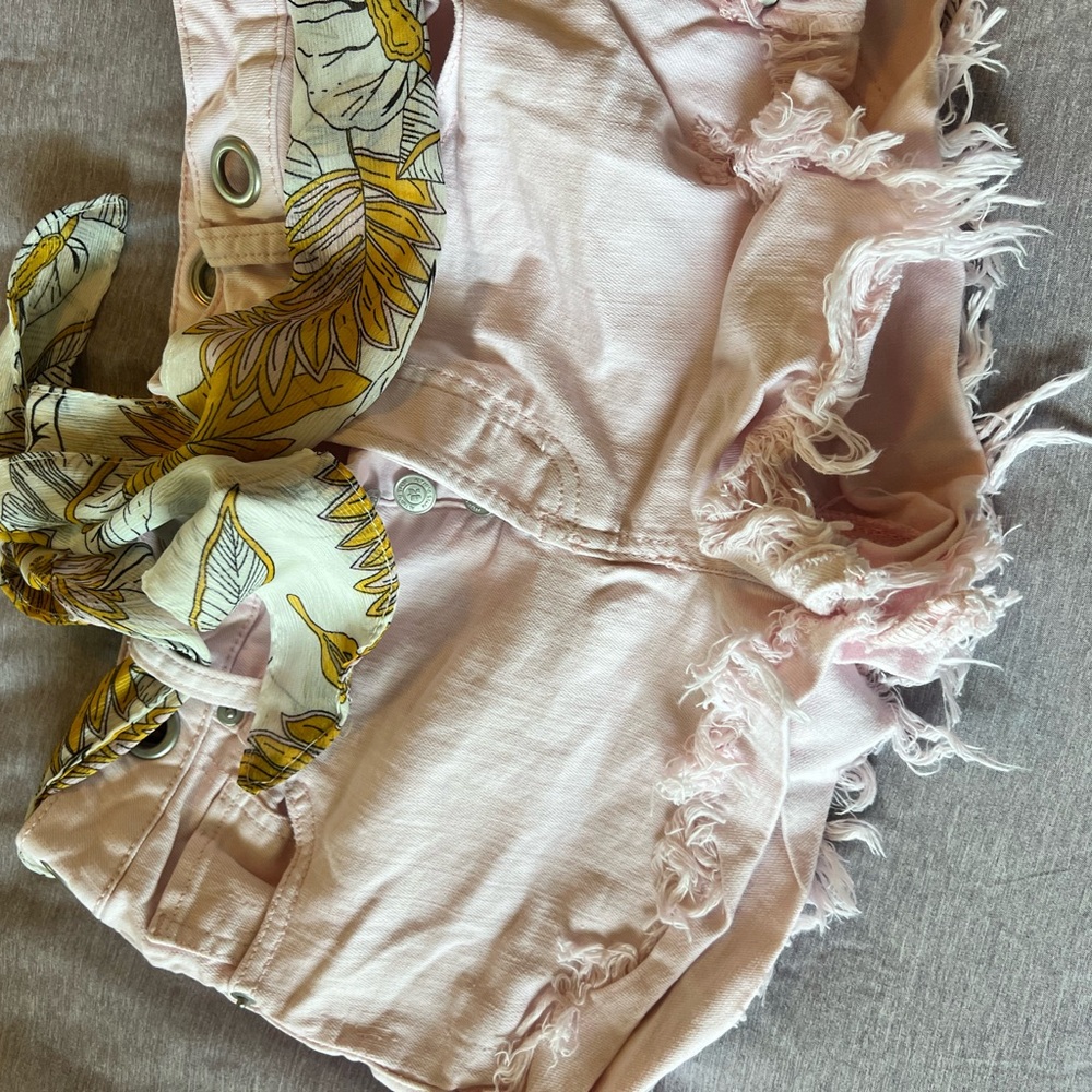 Altar'd State Pink Distressed Jean Shorts